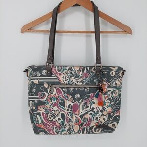 Sakroots Artist Circle City Satchel Shadow Songbird Shoulder Bag